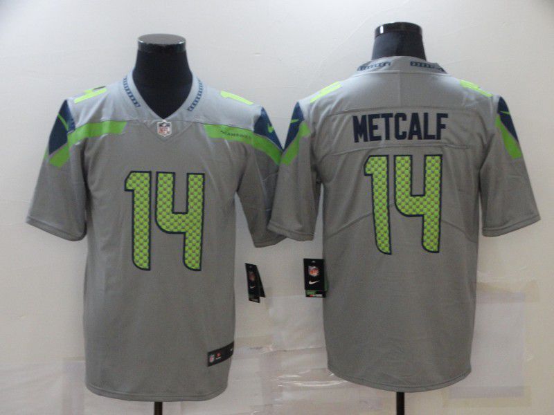 Men Seattle Seahawks 14 Metcalf Grey Nike Limited Vapor Untouchable NFL Jerseys